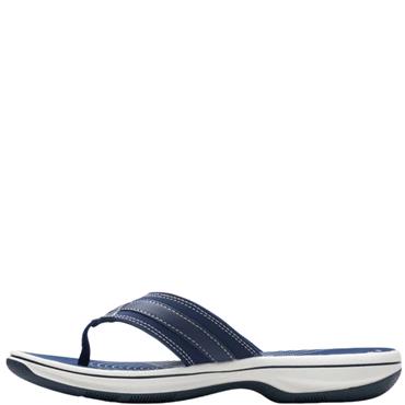 CLARKS WOMENS FLAT STRAP SANDAL - NAVY